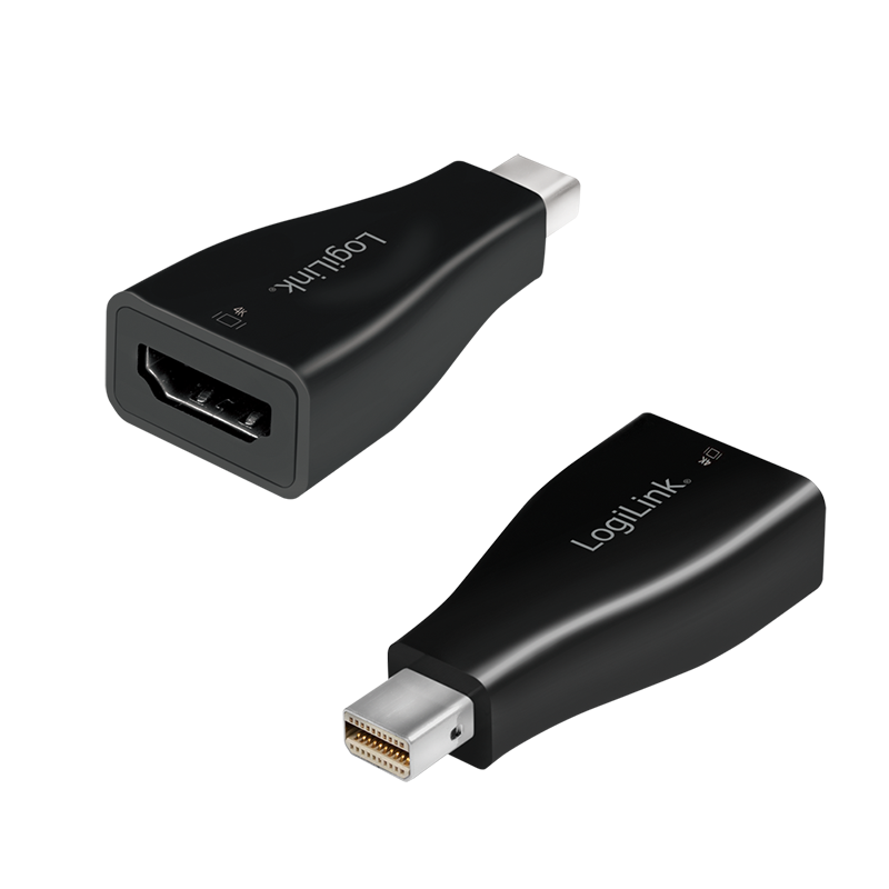 Image of LogiLink DisplayPort adapter, Mini-DP/M to HDMI-A, 4K/30 Hz, black