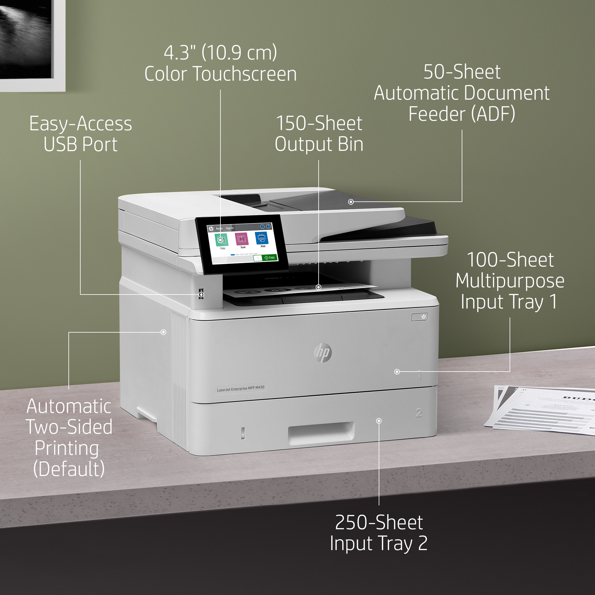 Hp Laserjet Enterprise Mfp M430f Black And White Printer For Business Print Copy Scan Fax 9237