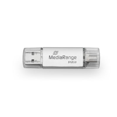 MediaRange MR940-1 USB flash drive 512 GB USB Type-A / USB Type-C 3.2 Gen 1 (3.1 Gen 1) Silver