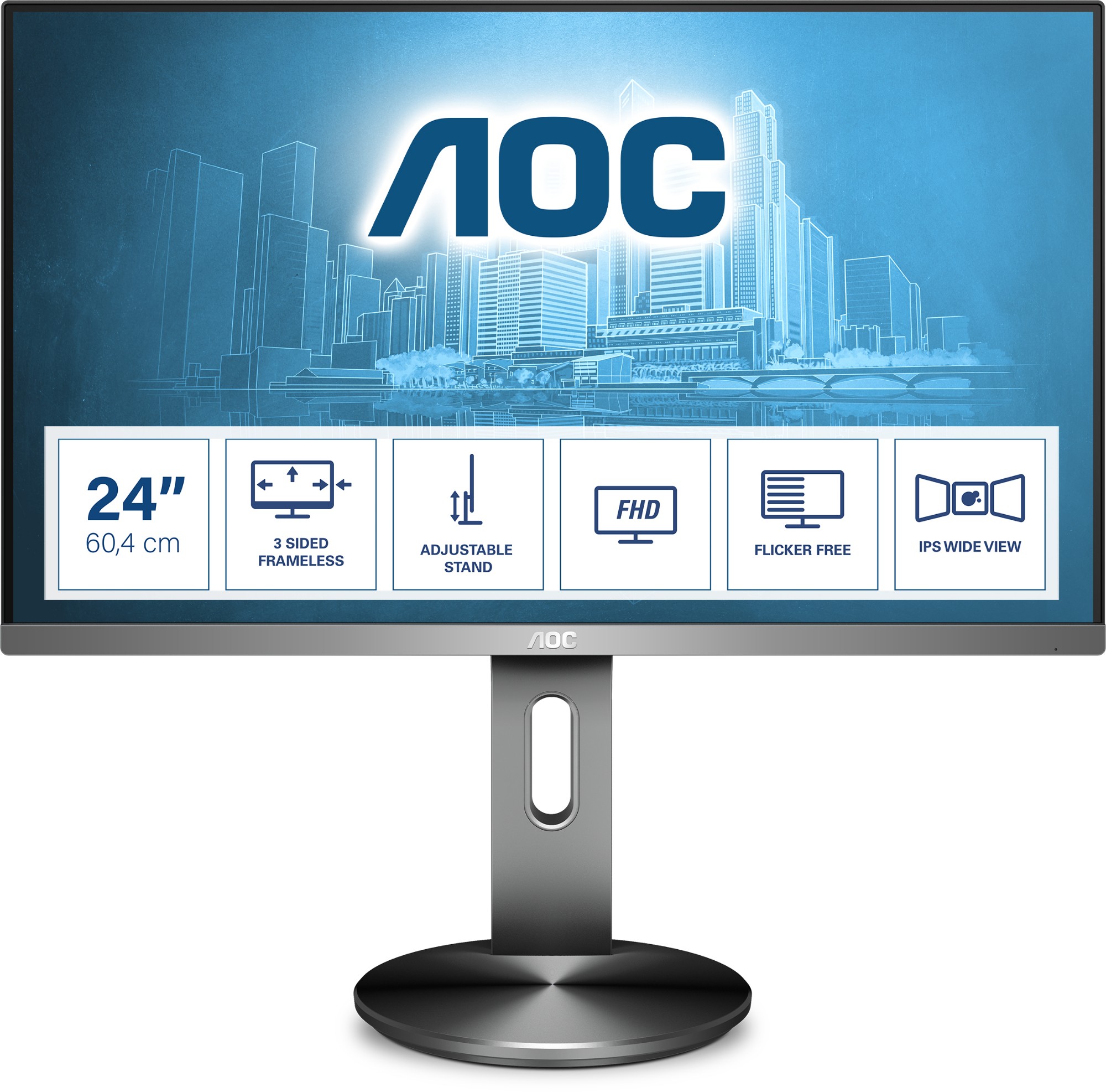 AOC 90 Series I2490PXQU/BT computer monitor 60.5 cm (23.8") 1920 x 1080 pixels Full HD LED Black