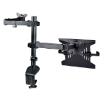 StarTech.com Monitor Arm with VESA Laptop Tray, For a Laptop (4.5kg/9.9lb) and a Single Display up to 32" (8kg/17.6lb), Black, Vented Tray, Adjustable Laptop Arm Mount, C-clamp/Grommet Mount