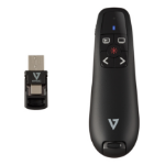 V7 WP500C Wireless Presenter Dual USB-C + USB-A - 2.40 GHz RF - Black - Red Laser Pointer - 5 Button(s) - Wireless - Radio Frequency - USB - Storable USB Receiver slot