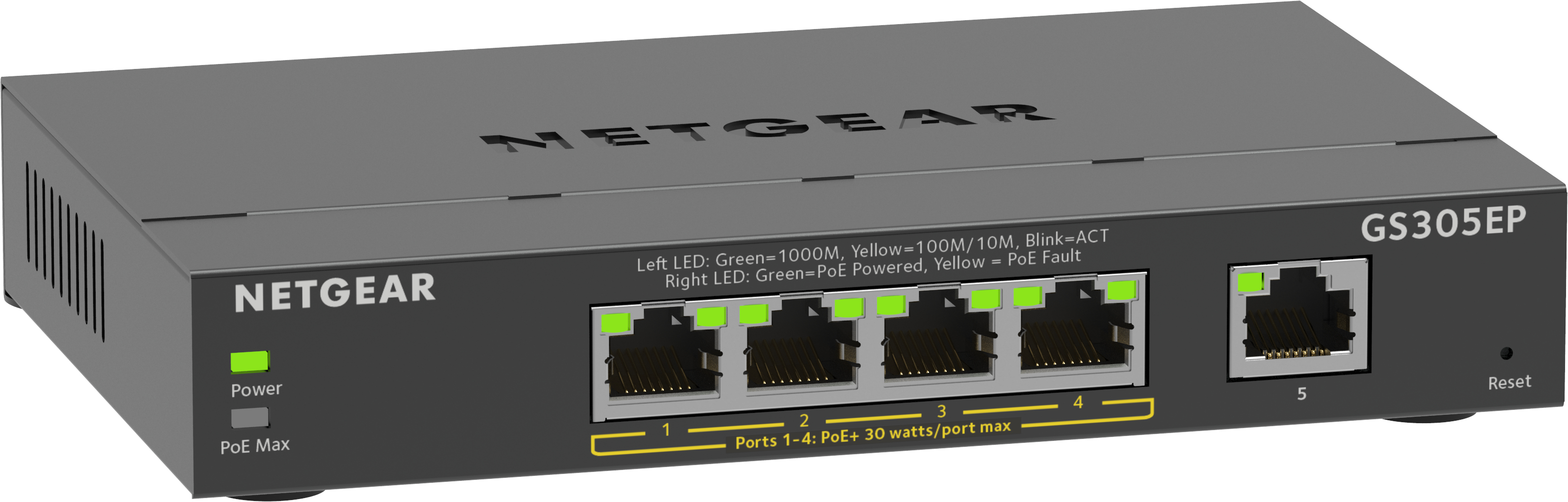 Image of NETGEAR 5-Port Gigabit Ethernet PoE+ Plus Switch (GS305EP) Managed...