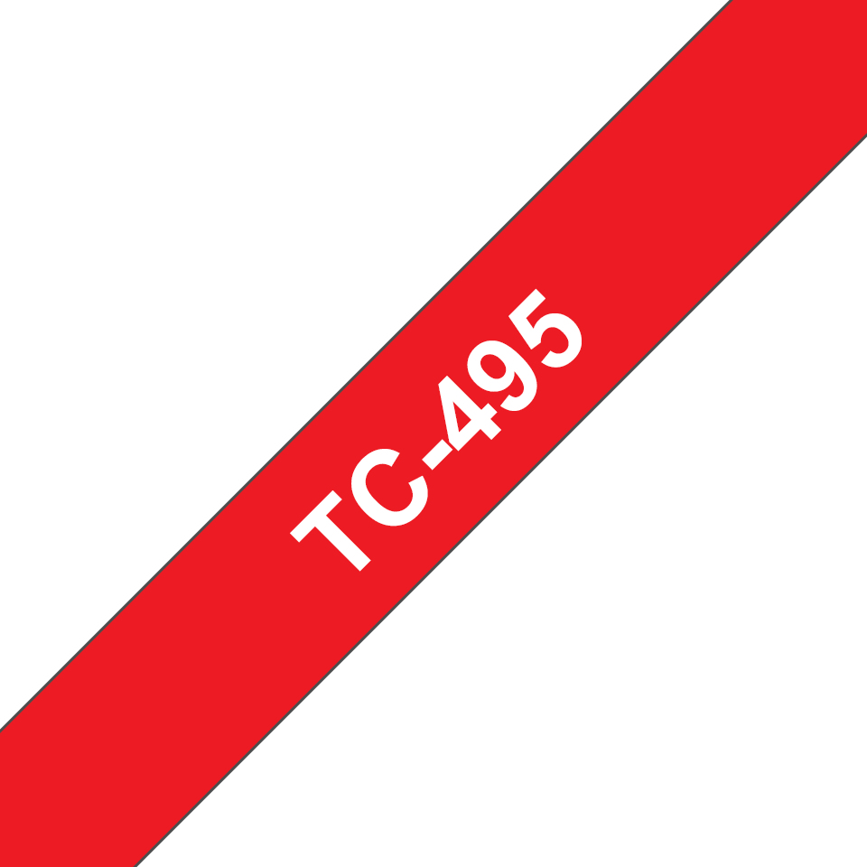 Image of Brother TC-495 DirectLabel white on red 9mm x 7.7m for Brother P-Touch