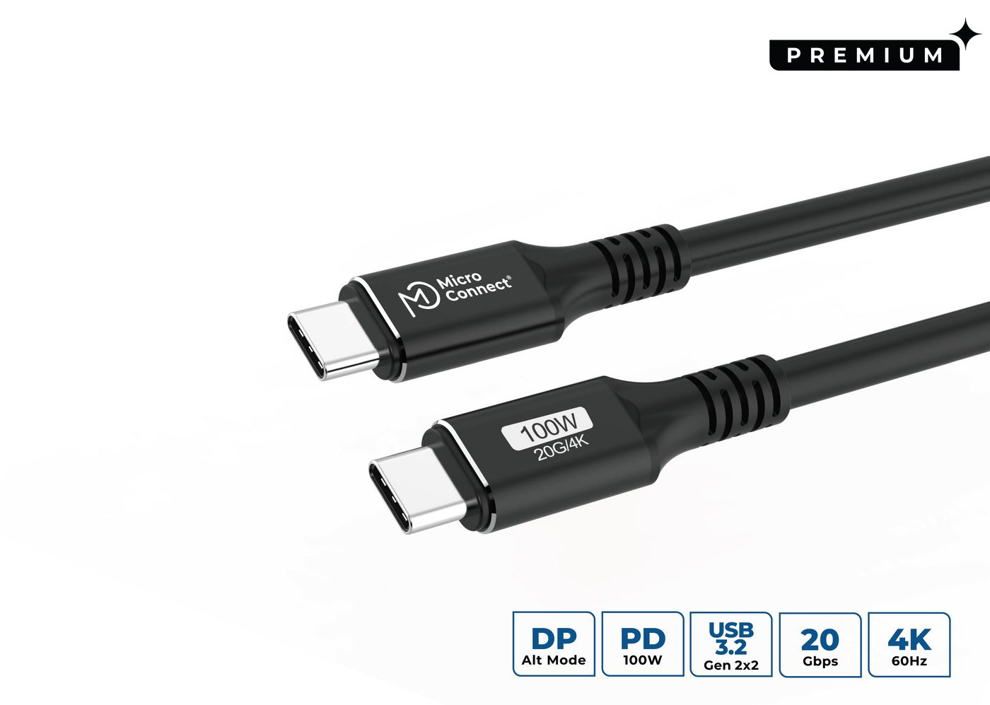 Microconnect USB3.2CC015 USB cable USB 3.2 Gen 2x2 0.15 m USB C Black