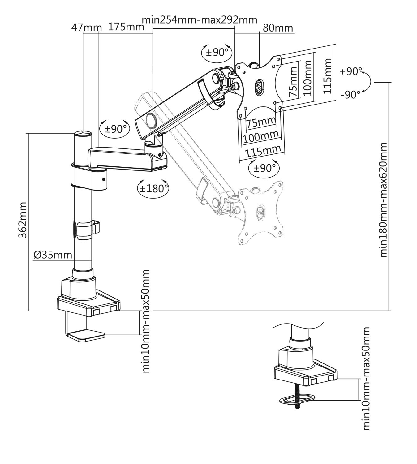 V7 Monitor Mount Professional Touch Adjust