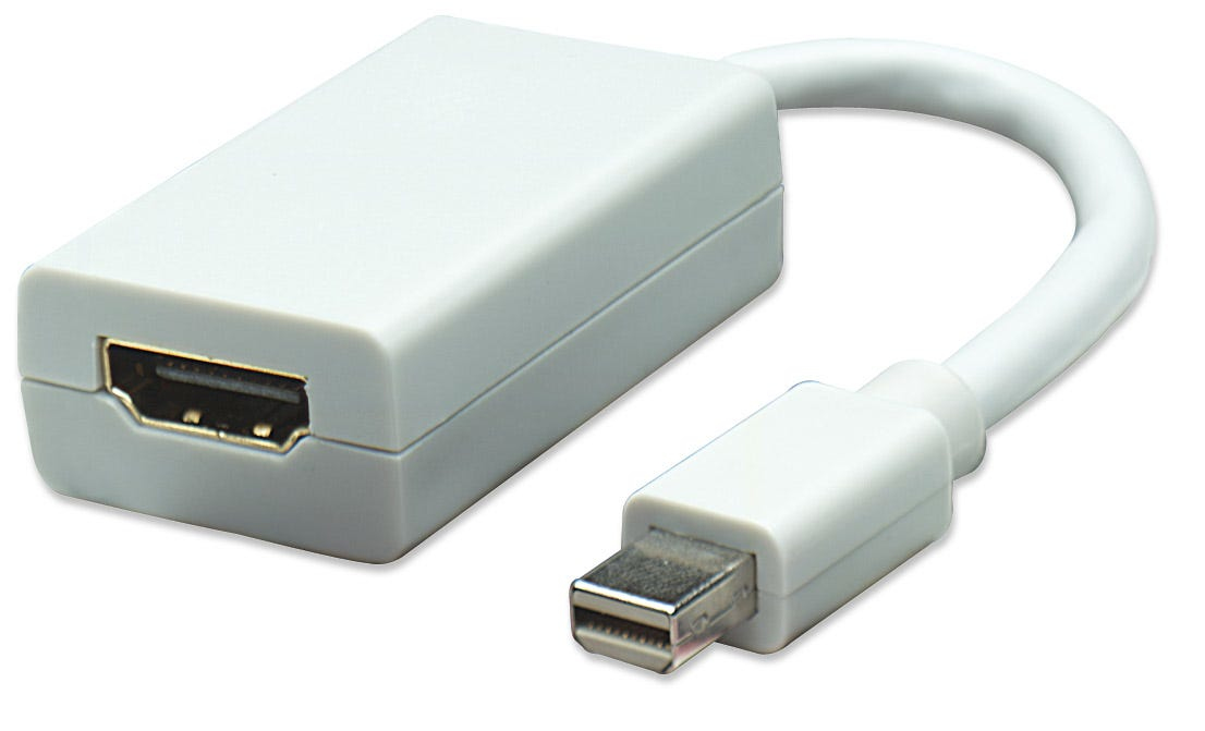 Manhattan Mini DisplayPort 1.1 to HDMI Adapter Cable, 1080p@60Hz, 17cm, Male to Female, White, Lifetime Warranty, Polybag