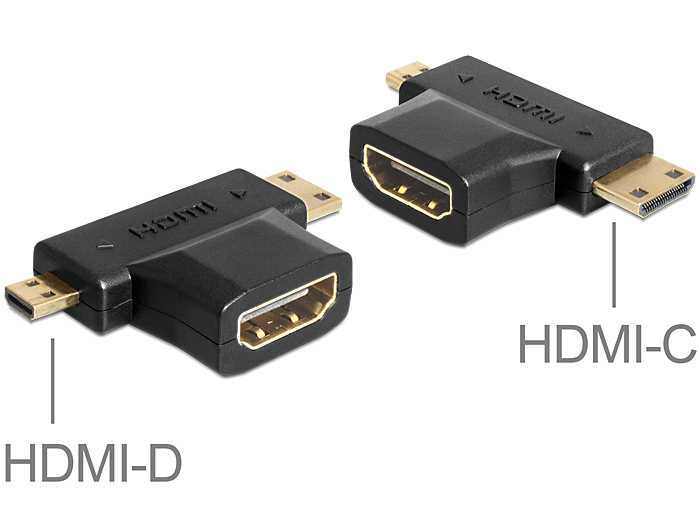 Image of DeLOCK 65446 cable gender changer HDMI-C / HDMI-D HDMI-A Black