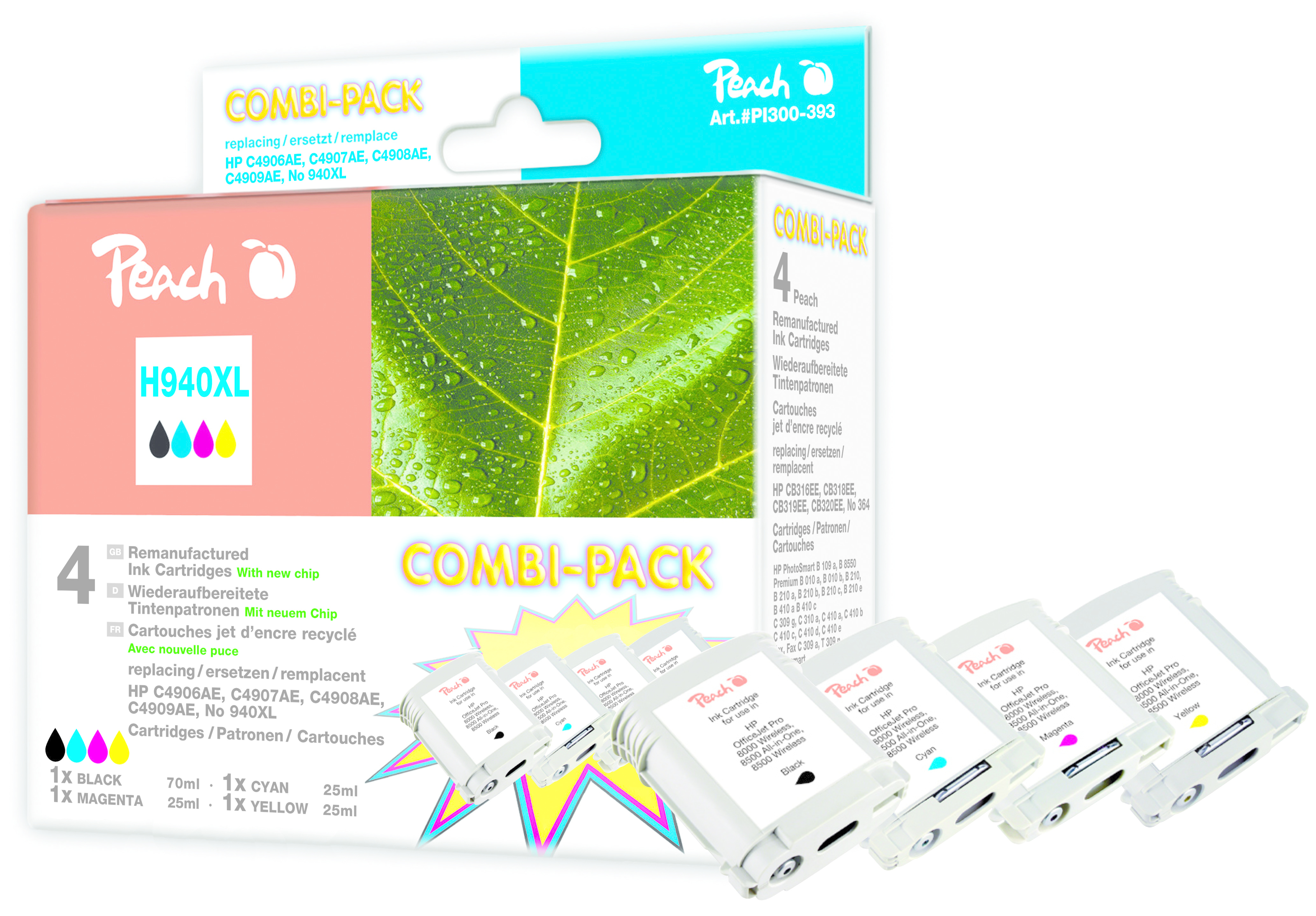 Image of Peach 316219 ink cartridge 4 pc(s) Black, Cyan, Magenta, Yellow