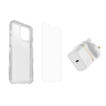 OtterBox Symmetry Clear + Alpha Glass Anti-Microbial + UK USB-C Wall Charger 20W Series voor Apple iPhone 13 Pro Max, transparant