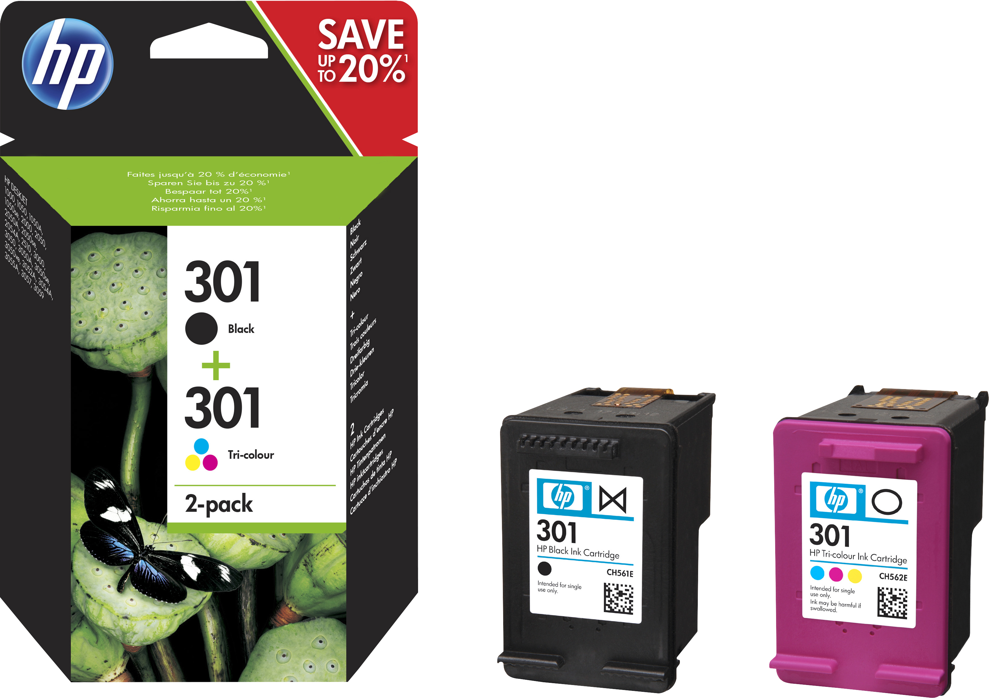 Image of HP N9J72AE/301 Printhead cartridge multi pack black + color 170pg...