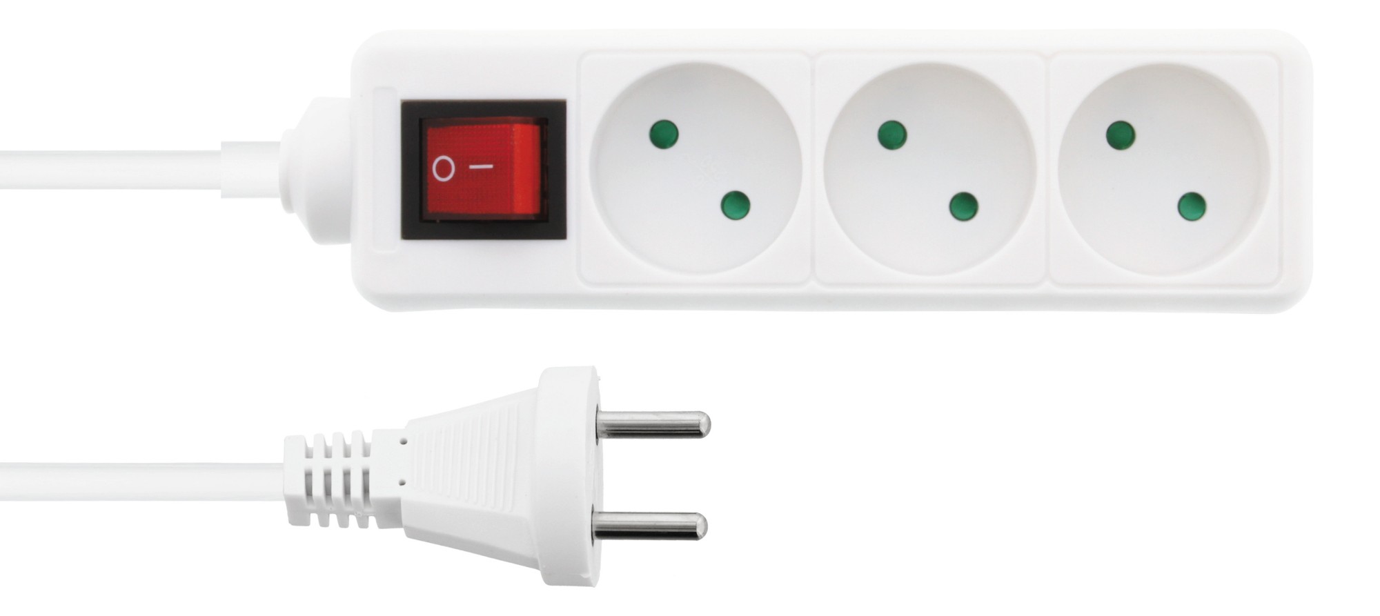 EU Product - Power outlet 3-way connector with switch (D), 1m thumbnail