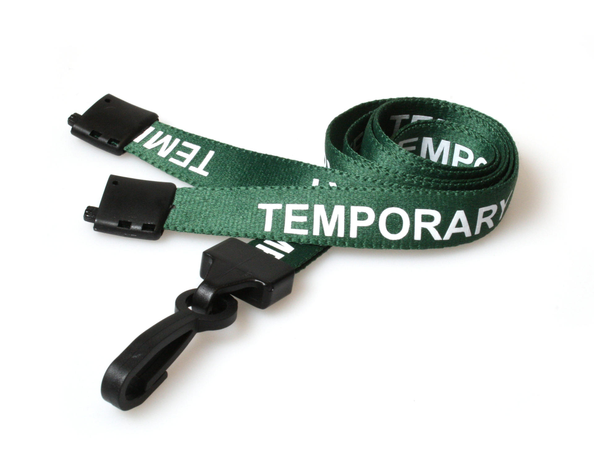 Image of Digital ID 15mm Recycled Green Temporary Lanyards with Plastic J...
