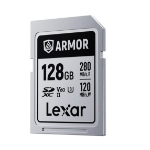 Lexar Professional ARMOR SILVER PRO 128GB SDXC™ UHS-II Card up to 280MB/s read, up to 120MB/s write, Stainless steel, Rated IP68, 5-meter drop proof