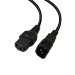 Videk IEC LOCK (C13) F to IEC (C14) M Mains Power Cable - Black 5Mtr