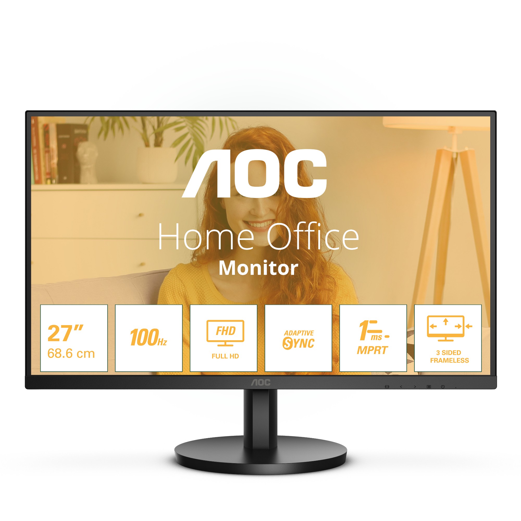 AOC Basic-line 27B3HMA2 - B3 Series - LED monitor - 27" - 1920 x 1080 Full HD (1080p) @ 100 Hz - VA - 250 cd/m? - 4000:1 - 4 ms - HDMI, VGA - speakers - black