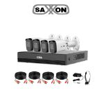 SAXXON SUA-KIT/XVR1E04-I/4-B20M-0280B-Kit de 4Canales HDCVI 1080P/4 Cámaras B20M de 2.8mm  100°/Dvr Soporta Hasta 5 Canales IP y Detección de Movimien -