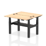 Dynamic Air Back-to-Back W1200 x D600mm Height Adjustable Sit Stand 2 Person Bench Desk With Cable Ports Maple Finish Black Frame - HA01542 DD