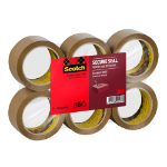 3M Scotch® Secure Seal Packaging Tape, Brown, 50 mm x 66 m, 6 Rolls/Pack