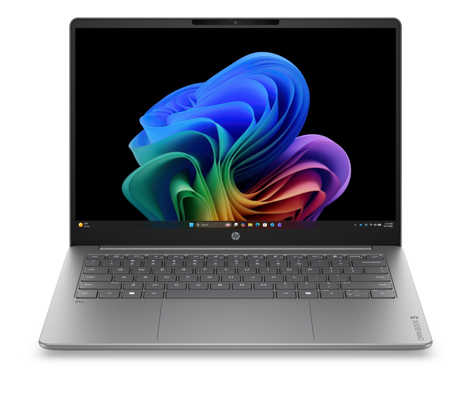HP OMNIBOOK 3 NGAI 14-HZ0007NAX Copilot+ PC Snapdragon X1-26-100 Laptop 35.6 cm (14") 2K 8 GB LPDDR5x-SDRAM 512 GB SSD Wi-Fi 6E (802.11ax) Windows 11 Home AI PC Silver