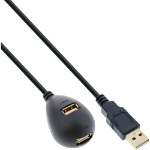 InLine USB 2.0 Cable Type A male / female, with base, black, 2m