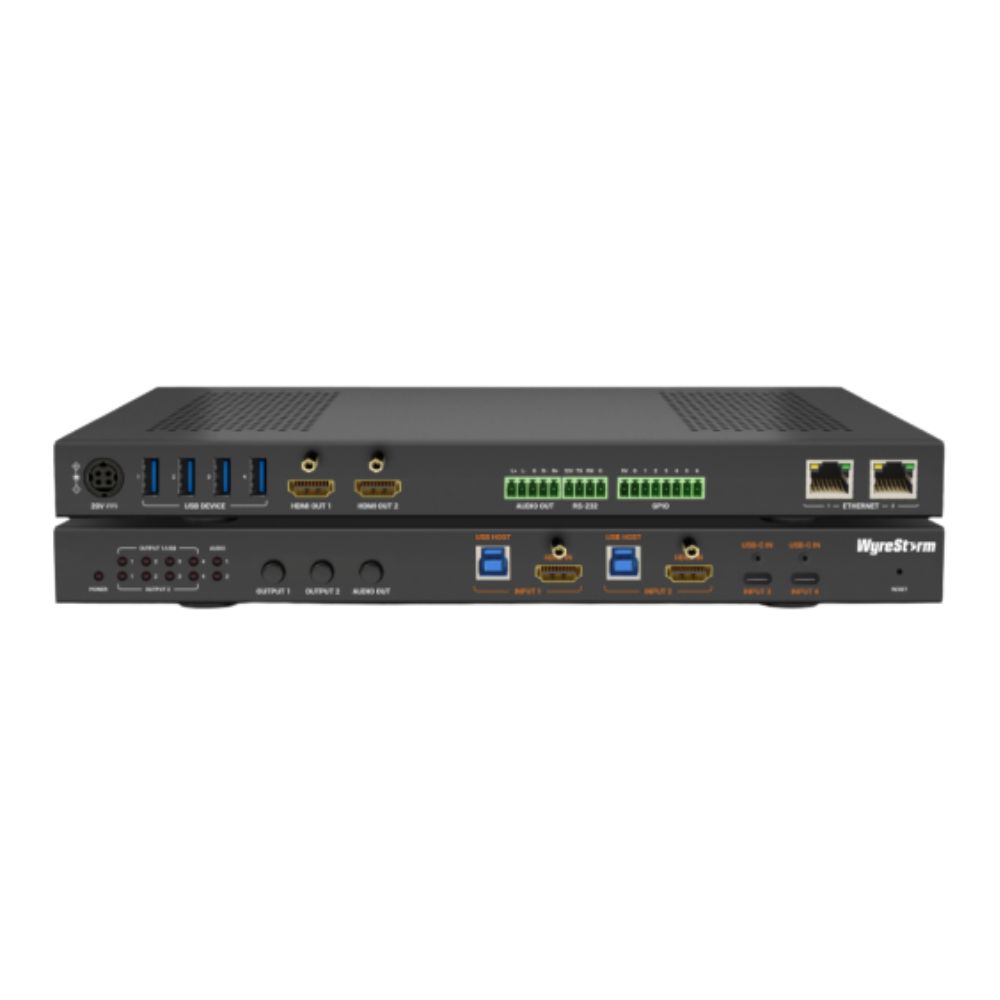 WyreStorm Synergy 4K HDR 4x2 HDMI & USB-C Matrix with MST. 60-Watt