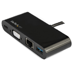 StarTech.com Adaptateur Multiport USB-C - Mini Dock USB-C avec Sortie Vidéo VGA 1080p - Power Delivery Passthrough 60W - USB 3.1 Gen 1 Type-A 5Gbps, Gigabit Ethernet - Station d'Acceuil