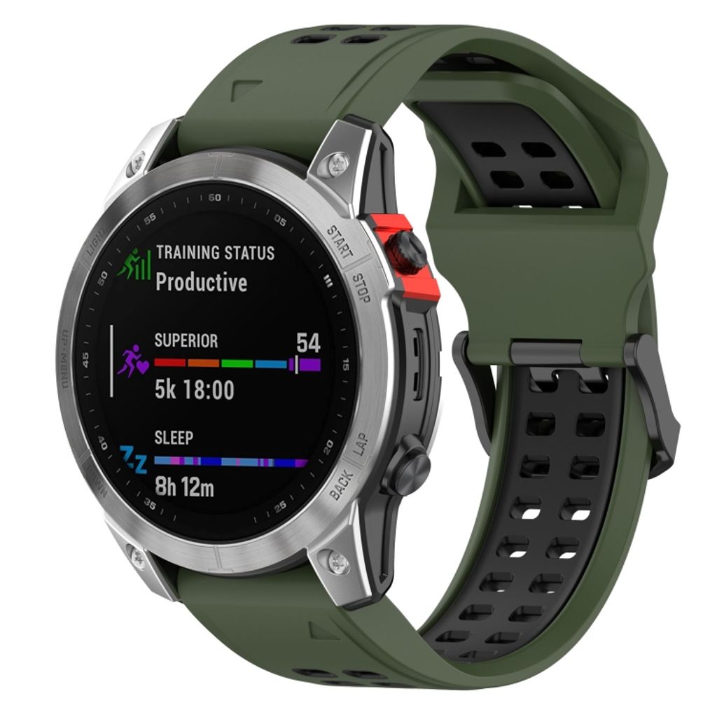 EU Product - Fenix 7S/6S/6S Pro/5S/5S Plus Silicone Watch Band - Green / Black thumbnail