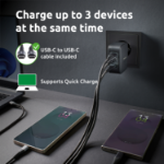 Intenso W100ACC+C520C, Power Adapter + Charging Cable Set, 100W, Fast Charging, GaN, Charge 3 Devices Simultaneously, Black