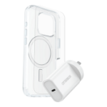 OtterBox Symmetry Series Clear for MagSafe + Premium Glass + Fast Charge Wall Charger USB-C 30W Type I