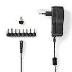 Nedis 18 W, 3 - 12 V DC, 1.10 m, 1.5 A, 8 plug(s), Black