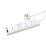 Videk 4 Way 13A Surge Protected Mains Socket with 2Mtr Cable - White