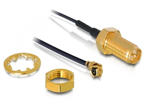 Image of DeLOCK RP-SMA WL antenna wire connector I-PEX M / RP-SMA F Black