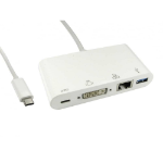 Cables Direct USB3C-DVI-COMBO laptop dock/port replicator USB 3.2 Gen 1 (3.1 Gen 1) Type-C White