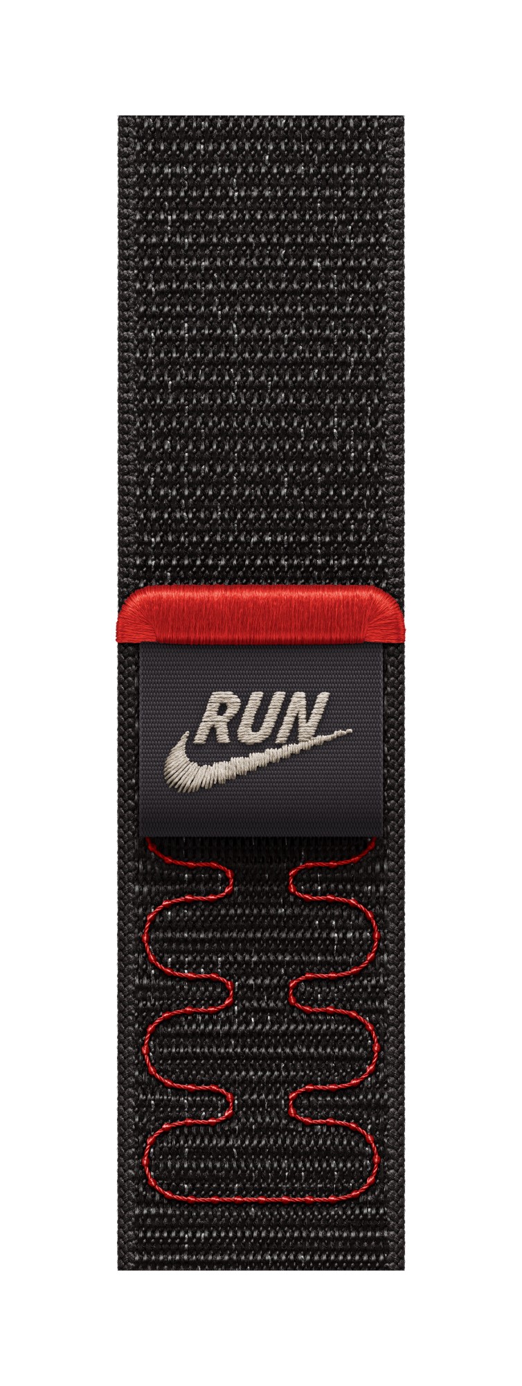 Apple Nike Sport Loop Band Black Nylon. Recycled polyester. Spandex