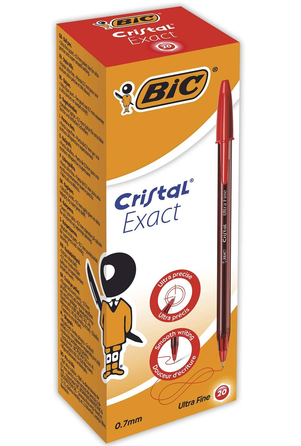 Image of BIC Cristal Exact Red Stick ballpoint pen Ultra Fine 20 pc(s)