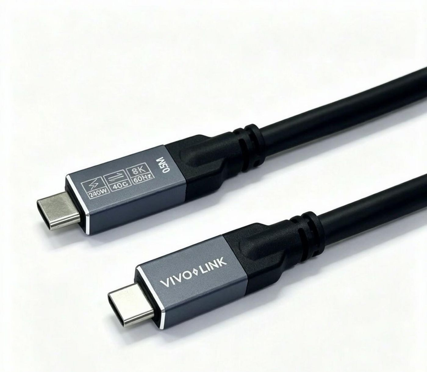 Vivolink USB-C to USB-C Cable 0.5m - USB4. 40Gbps. 100W PD. 8K. Enterp