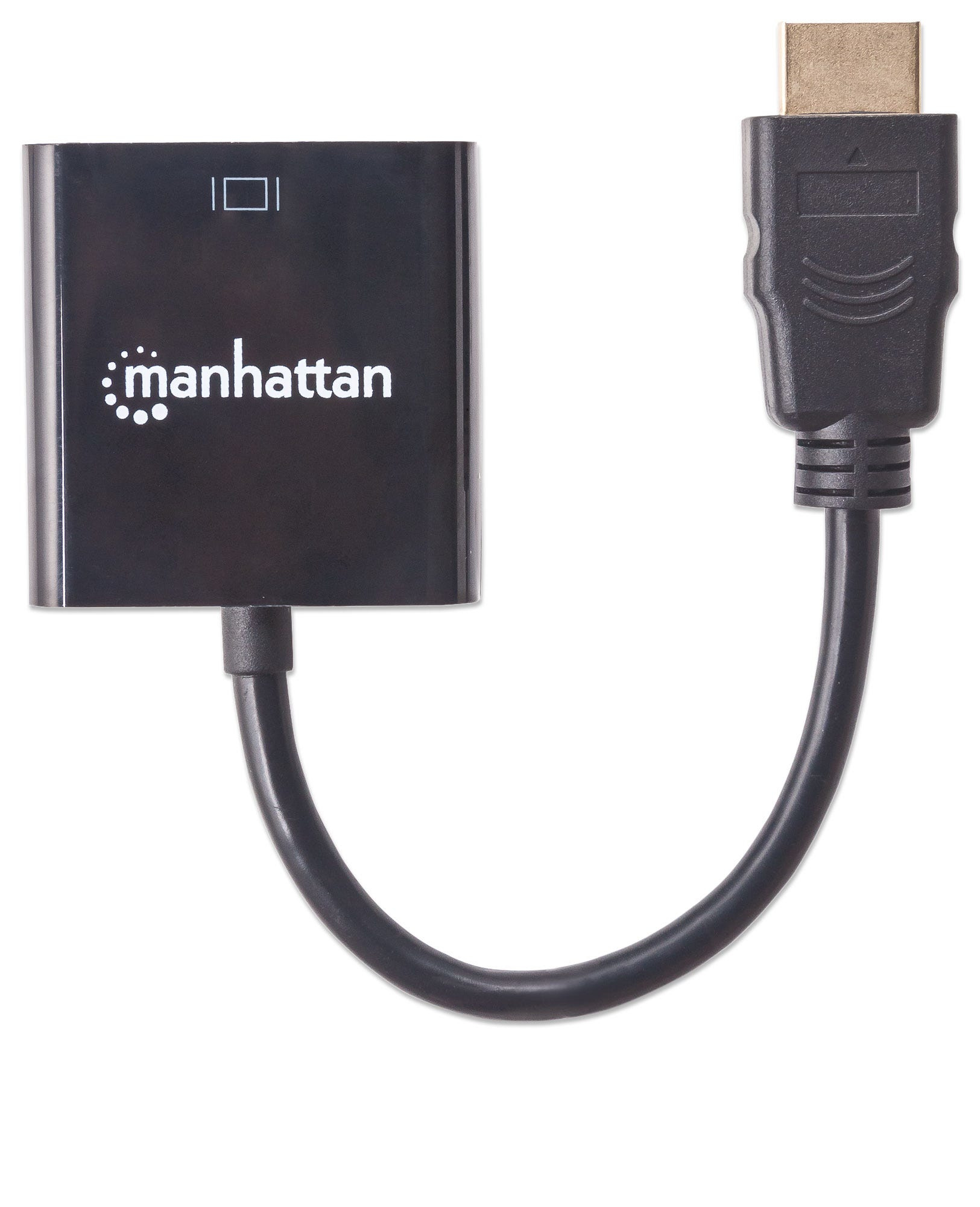 Manhattan HDMI to VGA Converter cable, 1080p, 30cm, Male to Female, Optional USB Micro-USB Power Port, Black, Polybag