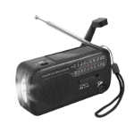 LogiLink Dynamo Hand Crank Radio, w/ solar panel, black