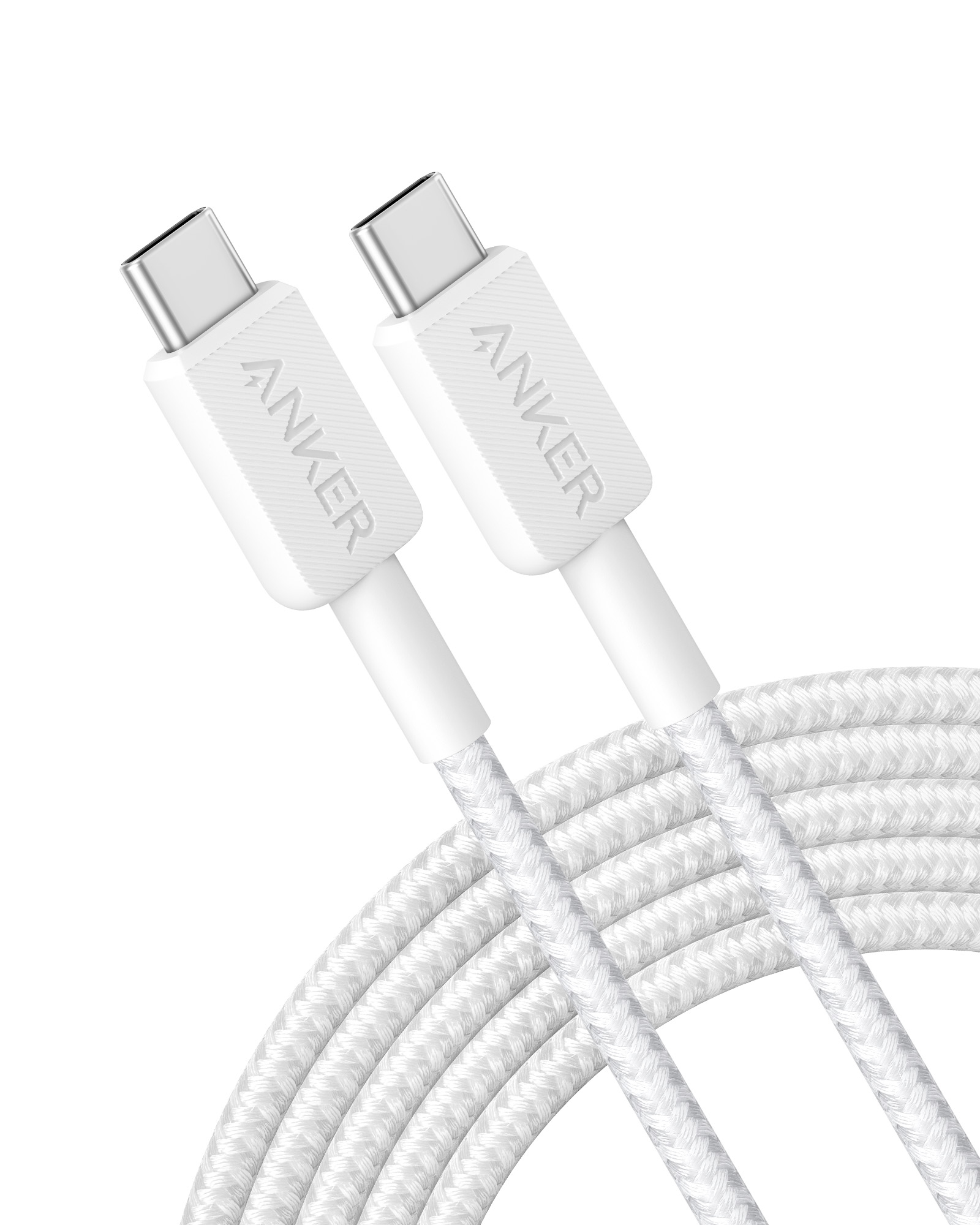 Anker White Braided Usb-C To Usb-C Charging Cable 3 M. Fast Charging 60W. Wh