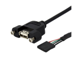 StarTech.com 30 cm Inbouwpaneel USB Kabel - USB A naar Moederbord Aansluitkabel F/F USB cable 11.8" (0.3 m) Black