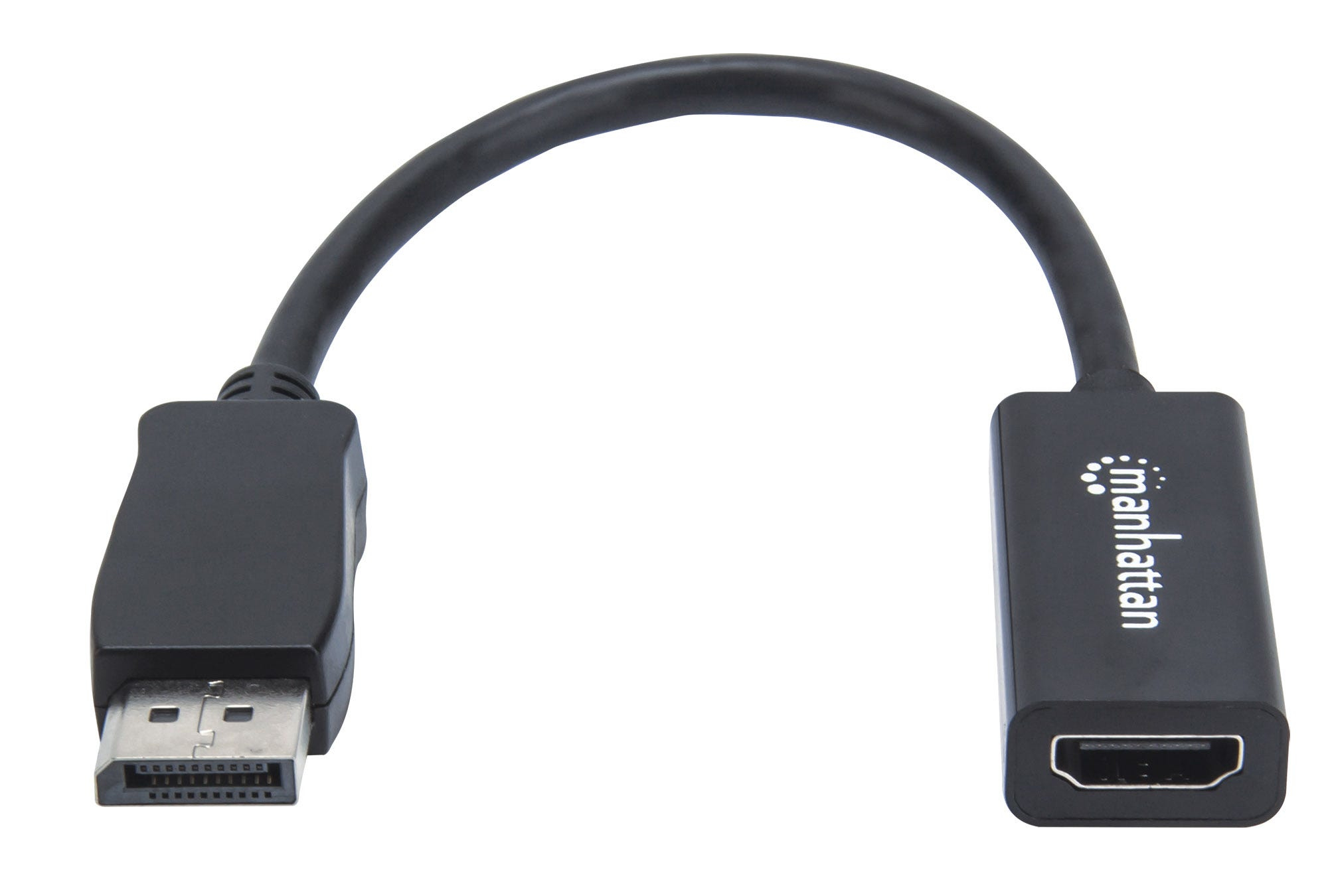 Manhattan DisplayPort to HDMI Adapter Cable, 1080p@60Hz, 20cm, Male to Female, DP With Latch, Passive, 1920x1200@60Hz, Deep Colour, Black, Polybag