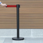 SECO by Stewart Superior SECO Retractable 2m Post Black with Red Tape - RTPOSTBLACK DD