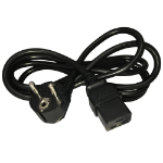 Videk Euro Schuko Plug R/A to C19 Socket Black Cable 2.5Mtr