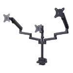 StarTech.com Triple Monitor Desk Mount For Up To Three 27in Screens, VESA 75x75/100x100, Tool-Less Arm Adjustments, C-Clamp/Grommet Mount, Spring-Assisted Arms