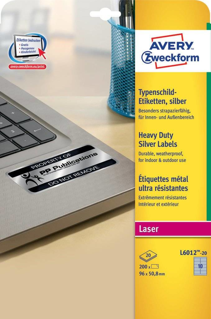 Image of Avery L6012-20 self-adhesive label Rounded rectangle Permanent...