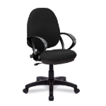 NAUTILUS Designs Java 100 Medium Back Single Lever Fabric Operator Office Chair With Fixed Arms Black - BCF/I300/BK/A DD
