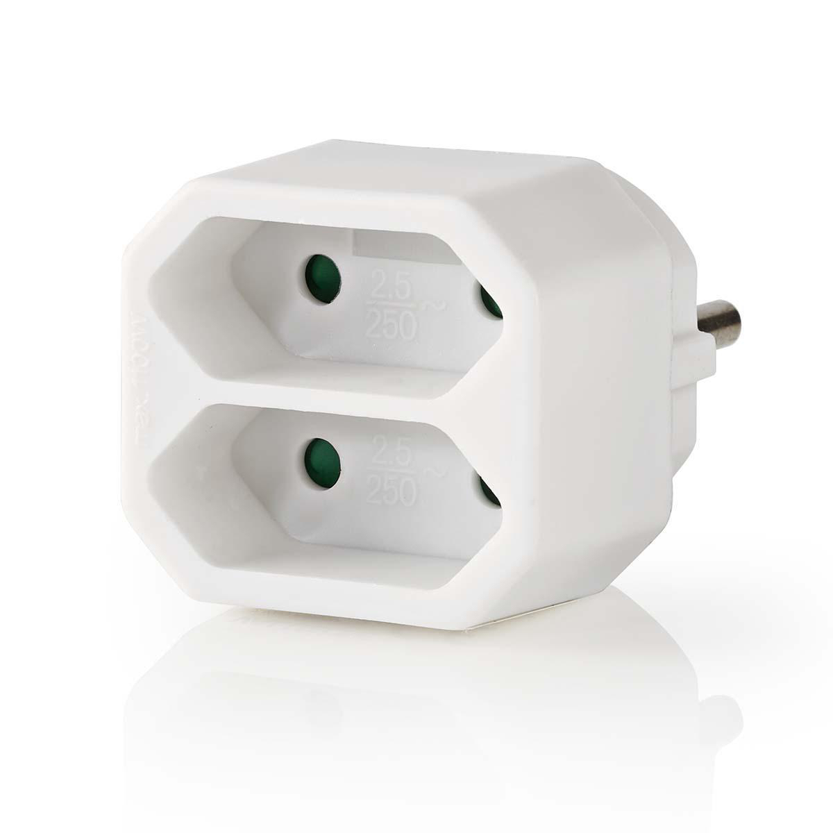 PSSPL200C1WT NEDIS Electrical Outlet Splitter Type F CEE 7/7, 250 V AC 50 Hz, 1100W - White