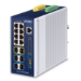 PLANET Industrial L3 8-Port Managed Gigabit Ethernet (10/100/1000) Power over Ethernet (PoE) Aluminium, Blue