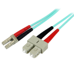 StarTech.com 1m (3ft) LC/UPC to SC/UPC OM3 Multimode Fiber Optic Cable, Full Duplex 50/125µm Zipcord Fiber, 100G Networks, LOMMF/VCSEL, 